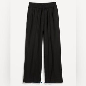 High waisted linen blend wide leg pant